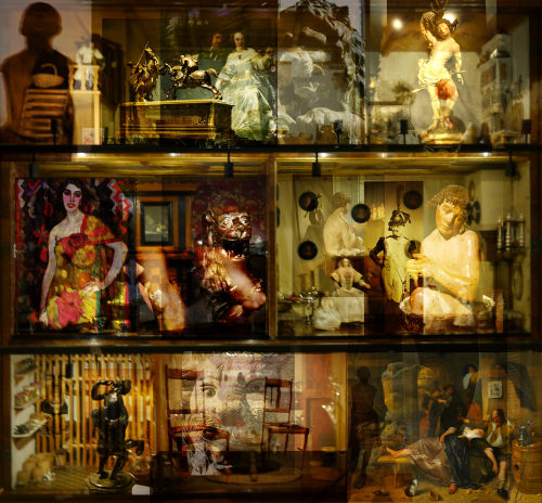 Photomontage représentant une maison de poupées, à partir de diverses photos prises dans des musées aux Pays-bas. Ambiance générale plutôt négligée.